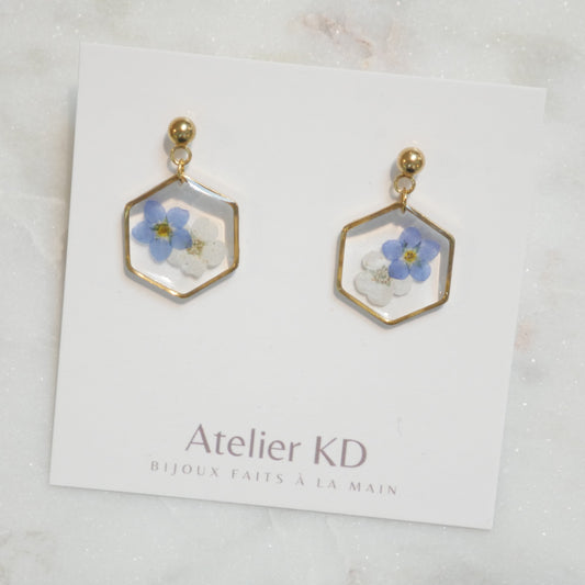 Boucles d'oreilles Lola - hexa blanc et bleu - Velora
