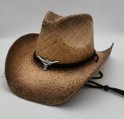 Summer Outdoor Ethnic Style Felt and Straw Cowboy Hat - Velora