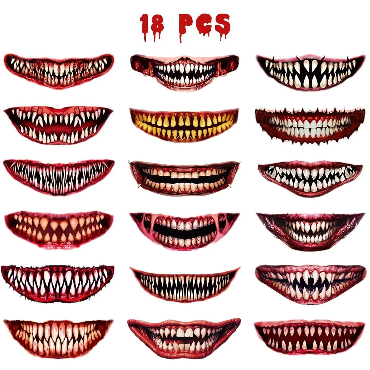 18 Pieces Of Scary And Realistic Design Halloween Temporary Tattoo Stickers EX-STOCK Canada
