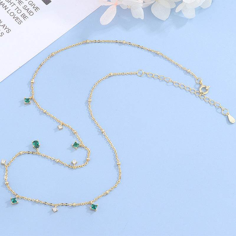 Generous water drop emerald zircon necklace - Velora