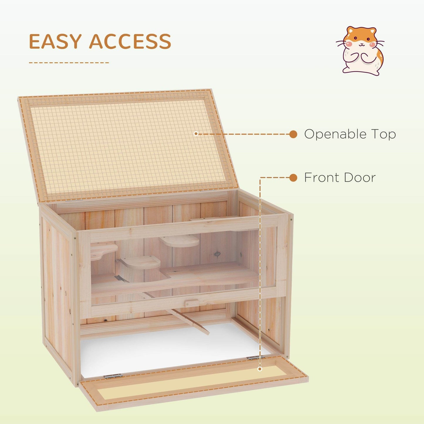 2- Tier Wooden Crafted Hamster Rodent Habitat Cage - Velora