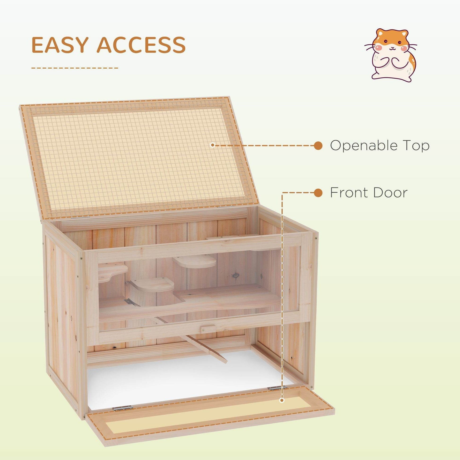 2- Tier Wooden Crafted Hamster Rodent Habitat Cage - Velora