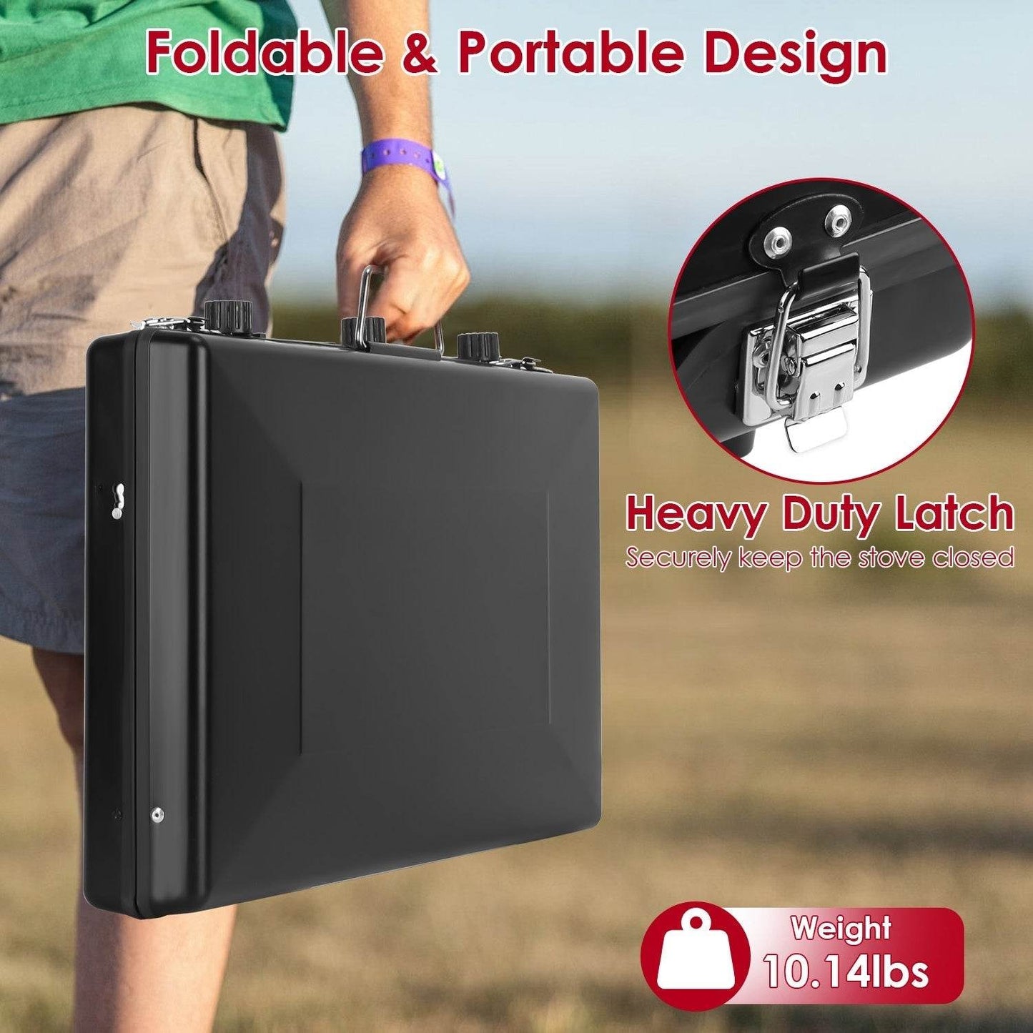 Portable 2 burner Gas Stove propane range camping gas outdoor stove burner - Velora