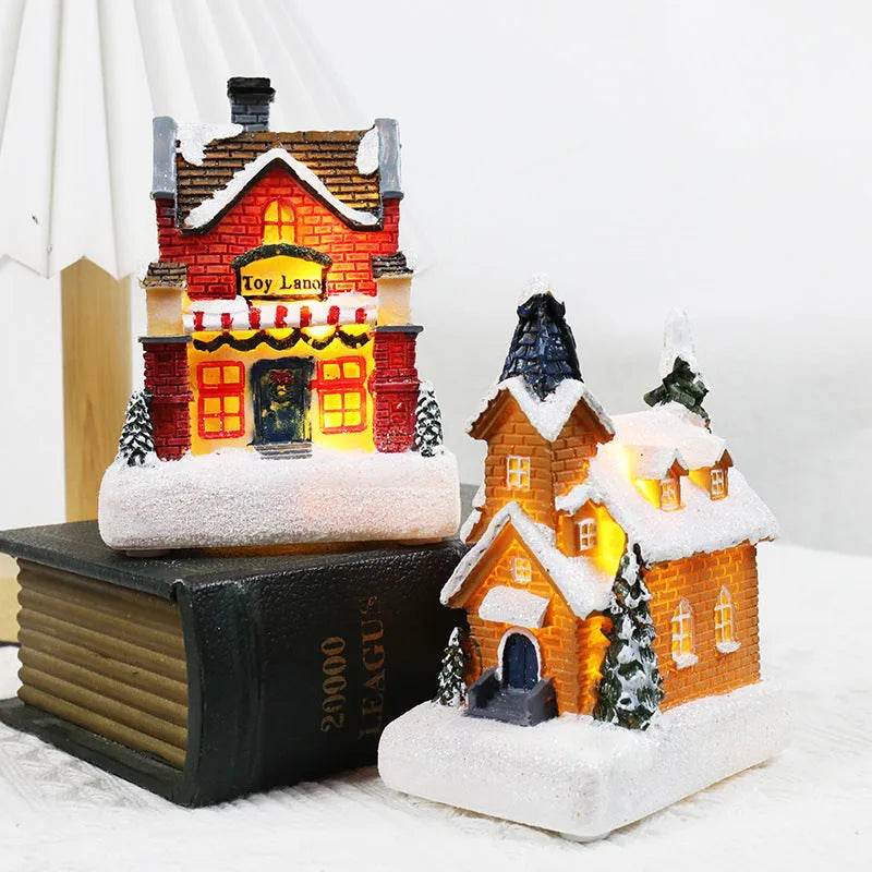 Christmas Decorations Resin Small House Luminous Ornaments - Velora