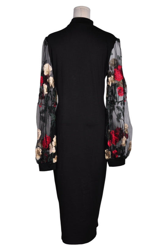 SHEIN Women Midi Dresses Regular fit in Black - XL - Velora