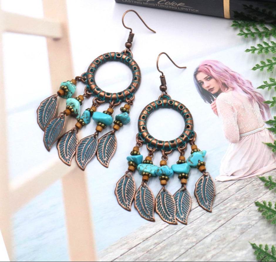 Handmade beaded tassel earrings - Velora