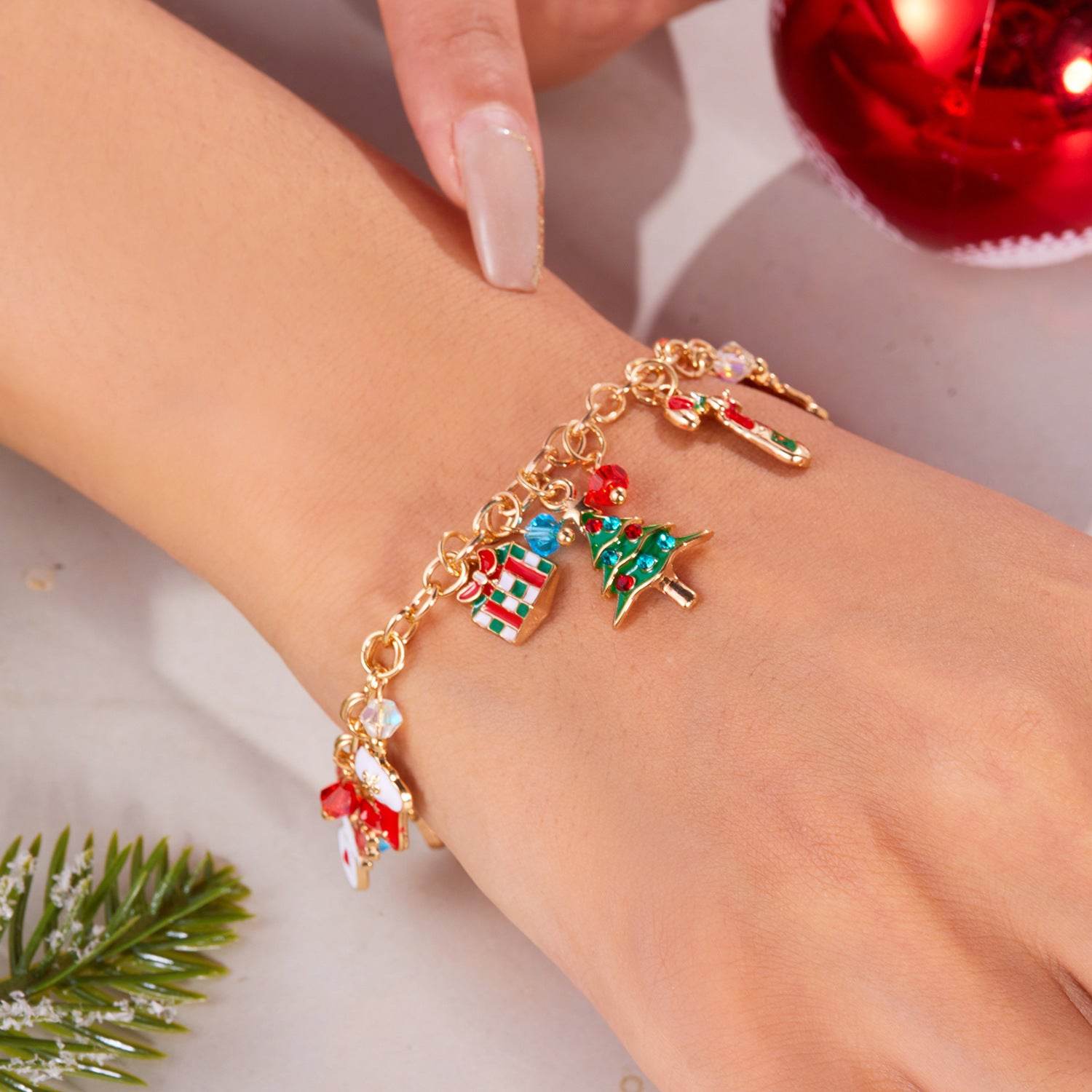 Personalized Christmas Bracelet Christmas Tree Santa Claus Pendant Bracelet For Women Jewelry - Velora