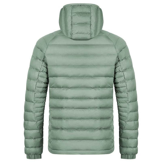 Winter Lightweight Hooded Coat With Pockets Fashion Warm Portable Zipper Jacket For Men Clothing Solid Color Outerwear Tops - Velora