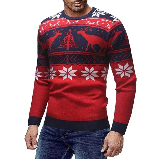 Christmas fawn deer Knit Cashmere sweater for men - Velora
