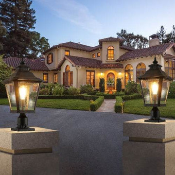 Outdoor Glass Pillar Headlights exterior decor Landscape Pathway Lighting