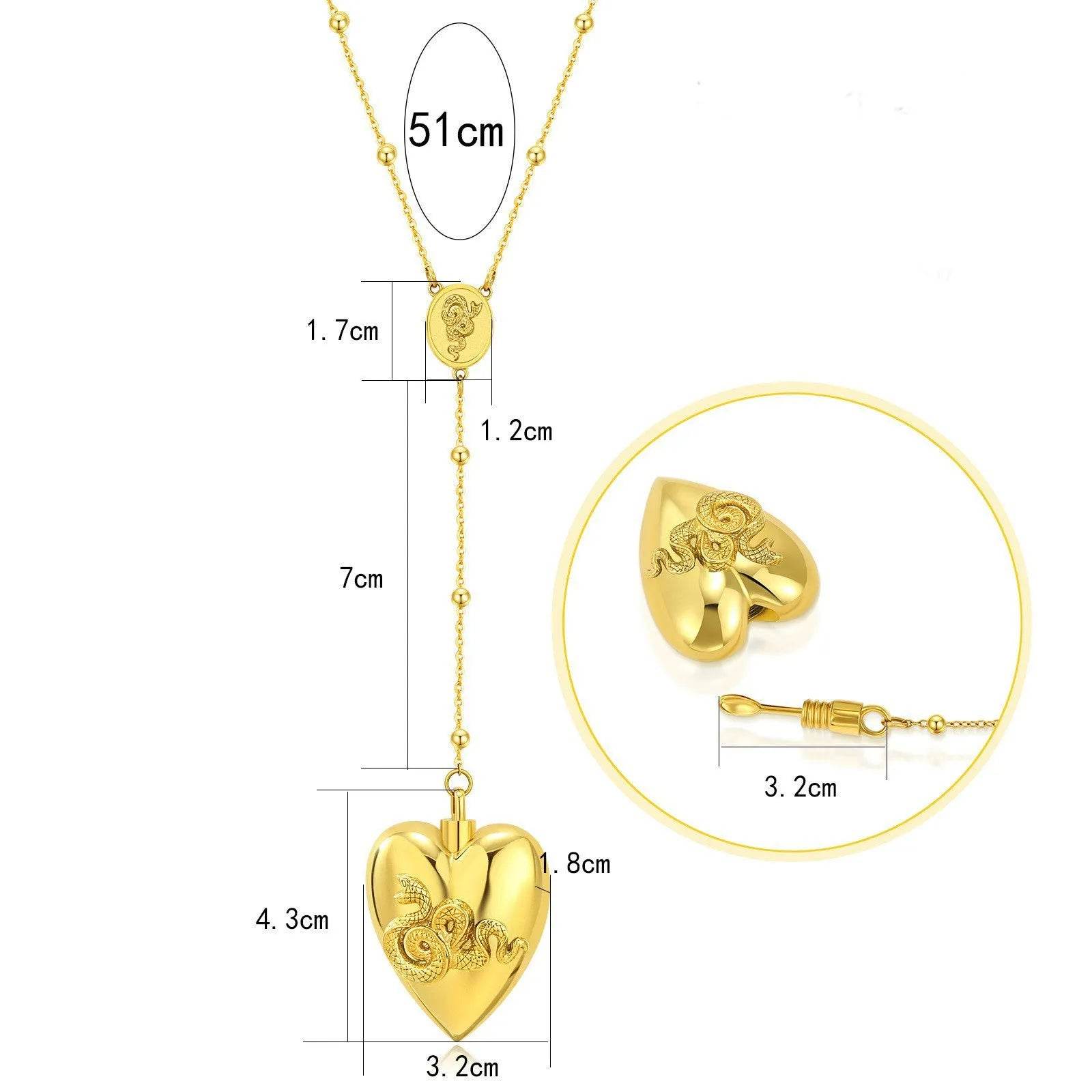 18k Gold Detachable Love Necklace With Snake Carving Fashion Personality Clavicle Chain Necklace For Valentine's Day Loved Memorial Jewelry - Velora