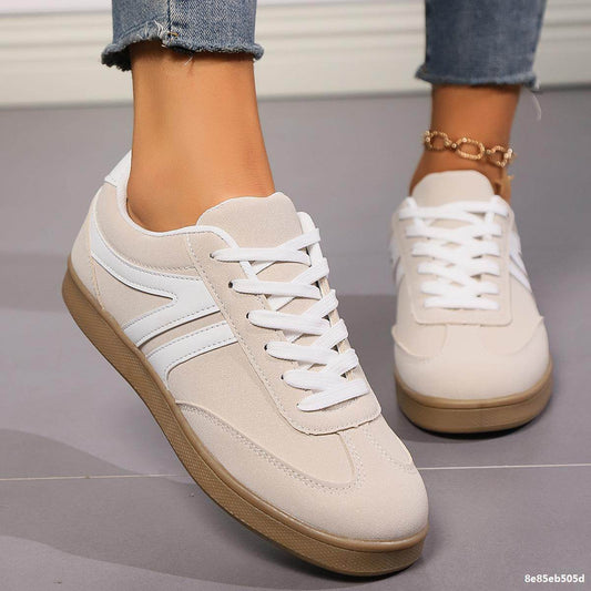 Lace-up Round Toe Flats Shoes Fashion Sports Slip On Casual Shoes For Women - Velora