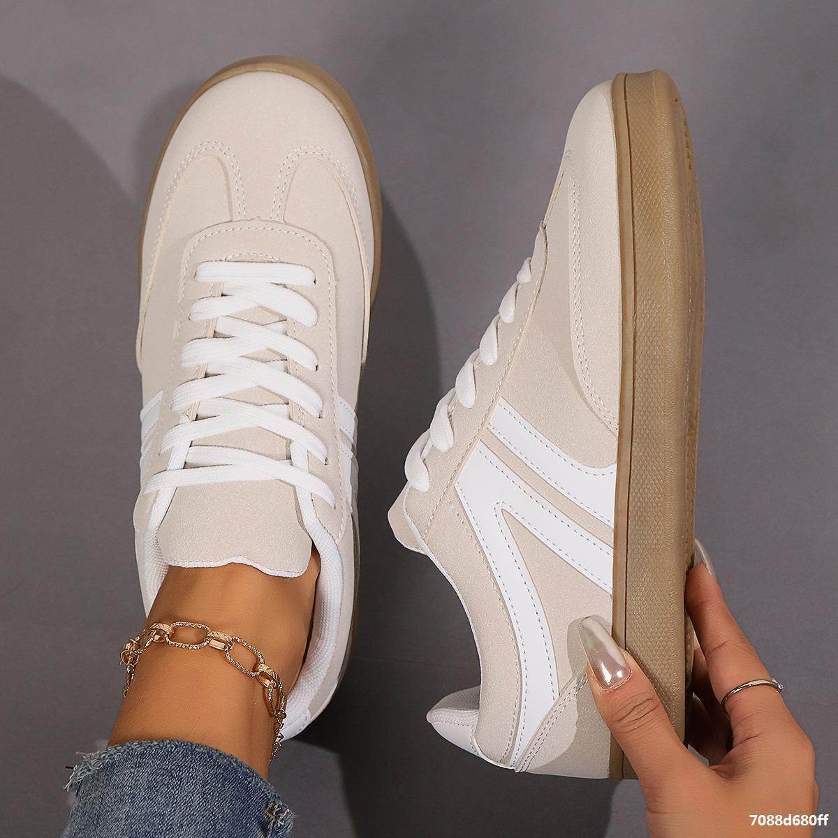 Lace-up Round Toe Flats Shoes Fashion Sports Slip On Casual Shoes For Women - Velora