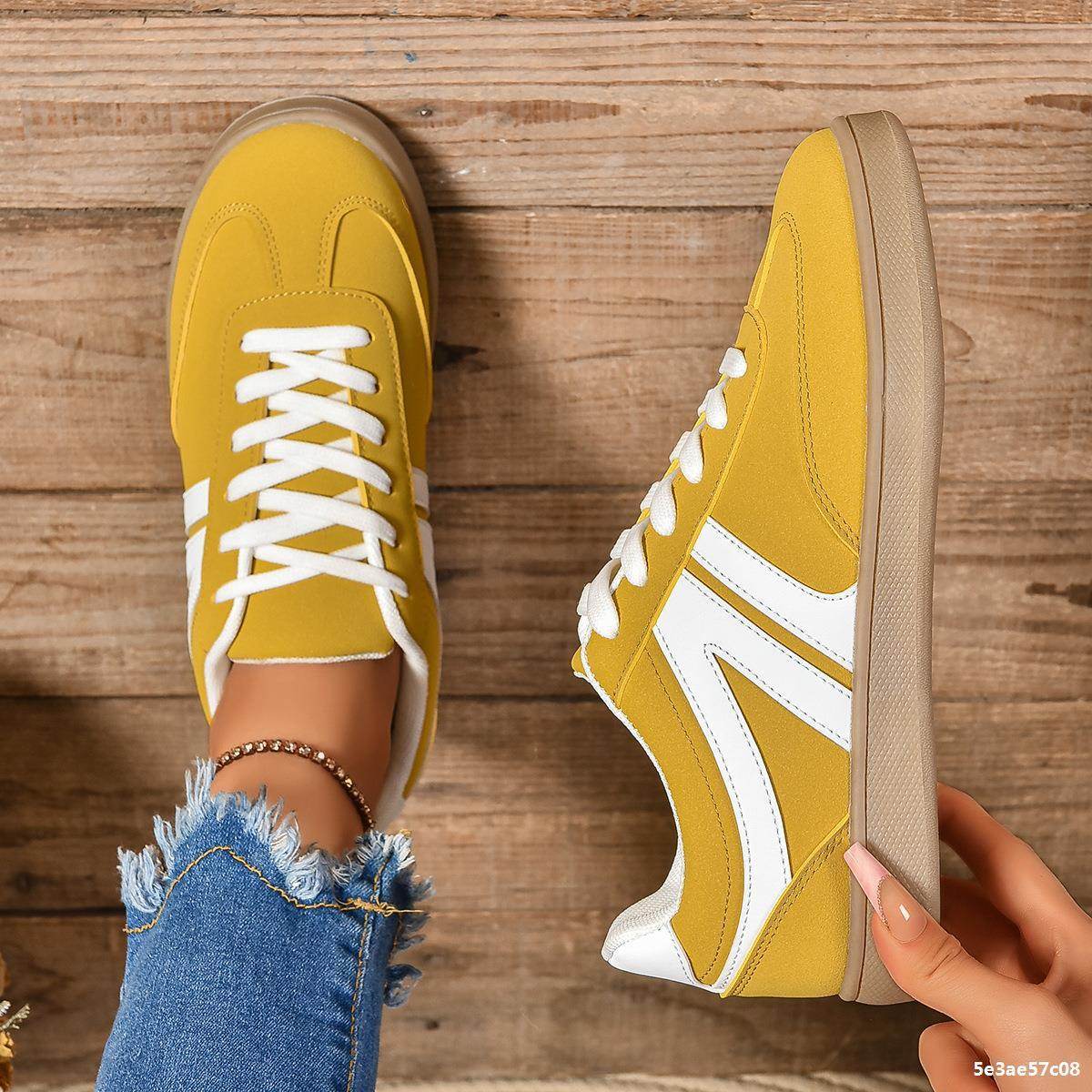 Lace-up Round Toe Flats Shoes Fashion Sports Slip On Casual Shoes For Women - Velora