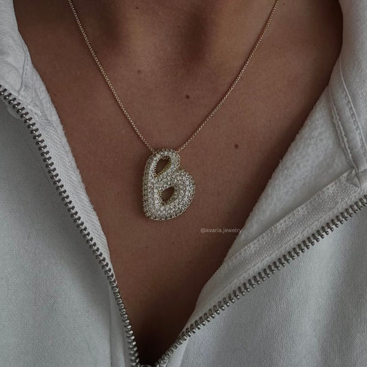 18k Gold Initial Diamond Necklace for Women – Personalized Customizable Pendant, Hypoallergenic and Waterproof - Velora