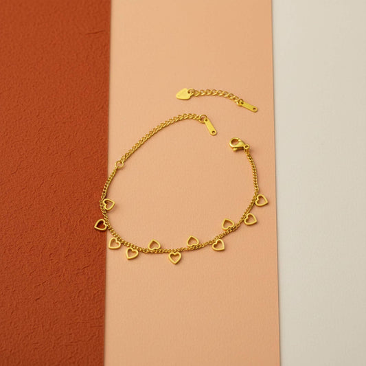 Gold plated Mini Heart Charm Bracelets | Dainty Love Jewelry