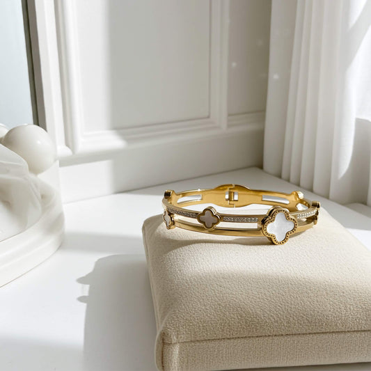 Luxury Gold Plated White Clover Bracelet