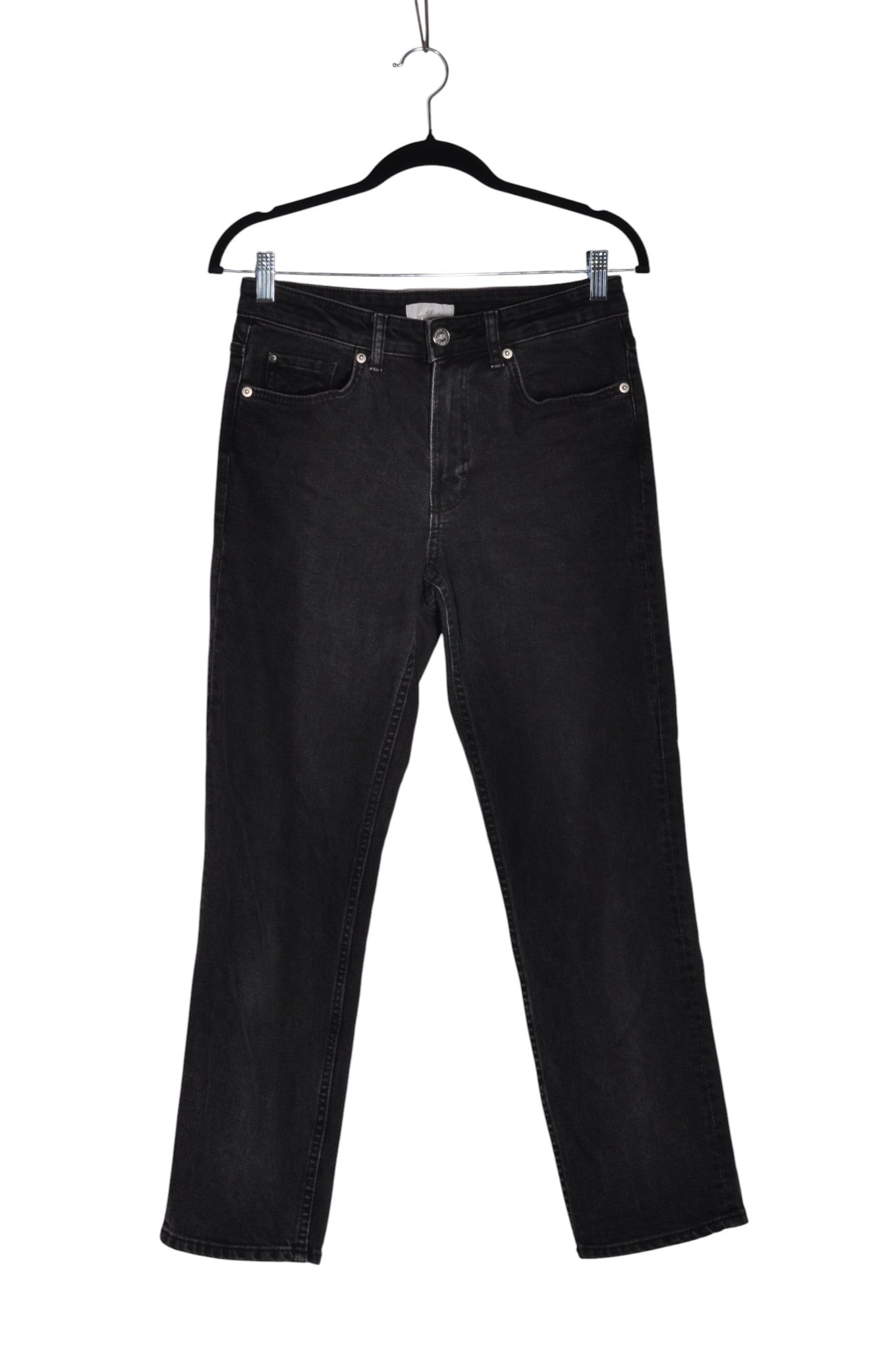 H&M Women Straight-Legged Jeans Regular fit in Black - 4 - Velora