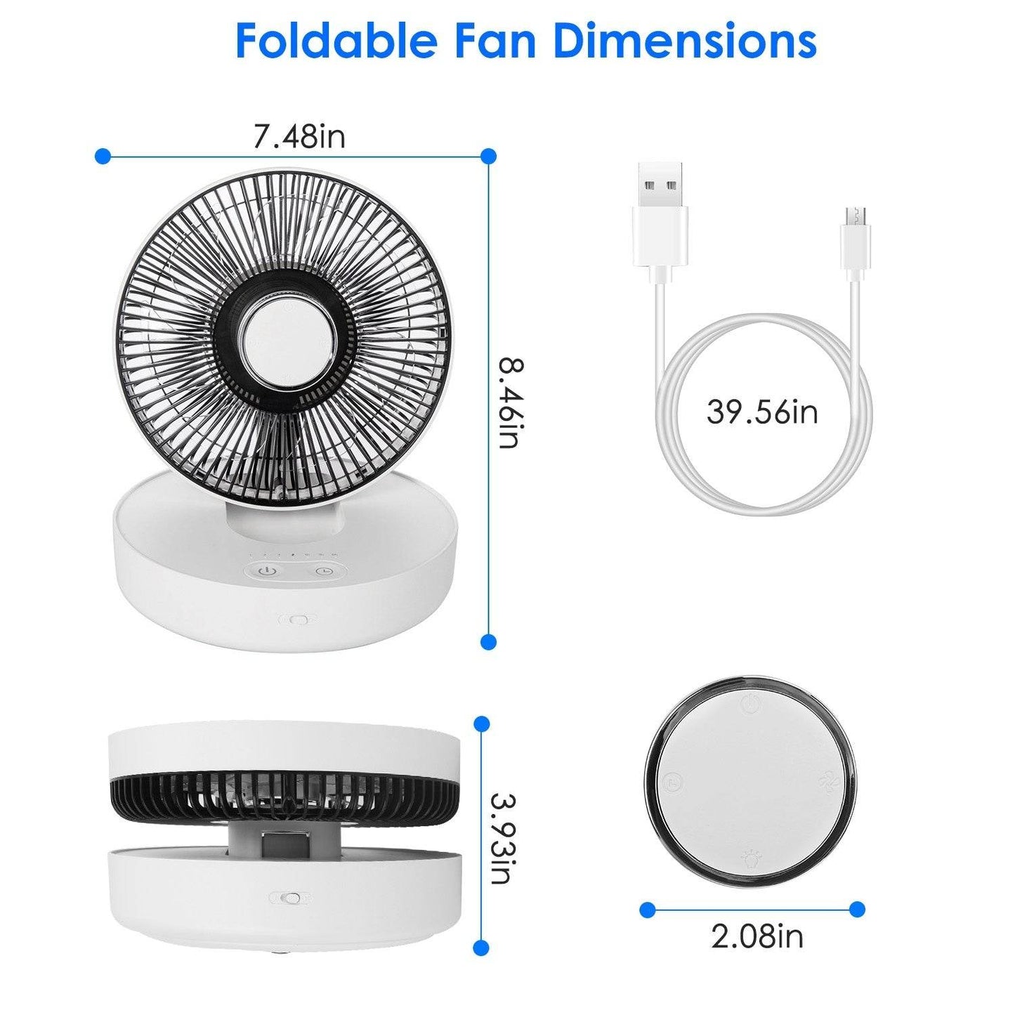 Foldable Rechargeable Portable Remote Control Desk Fan - Velora
