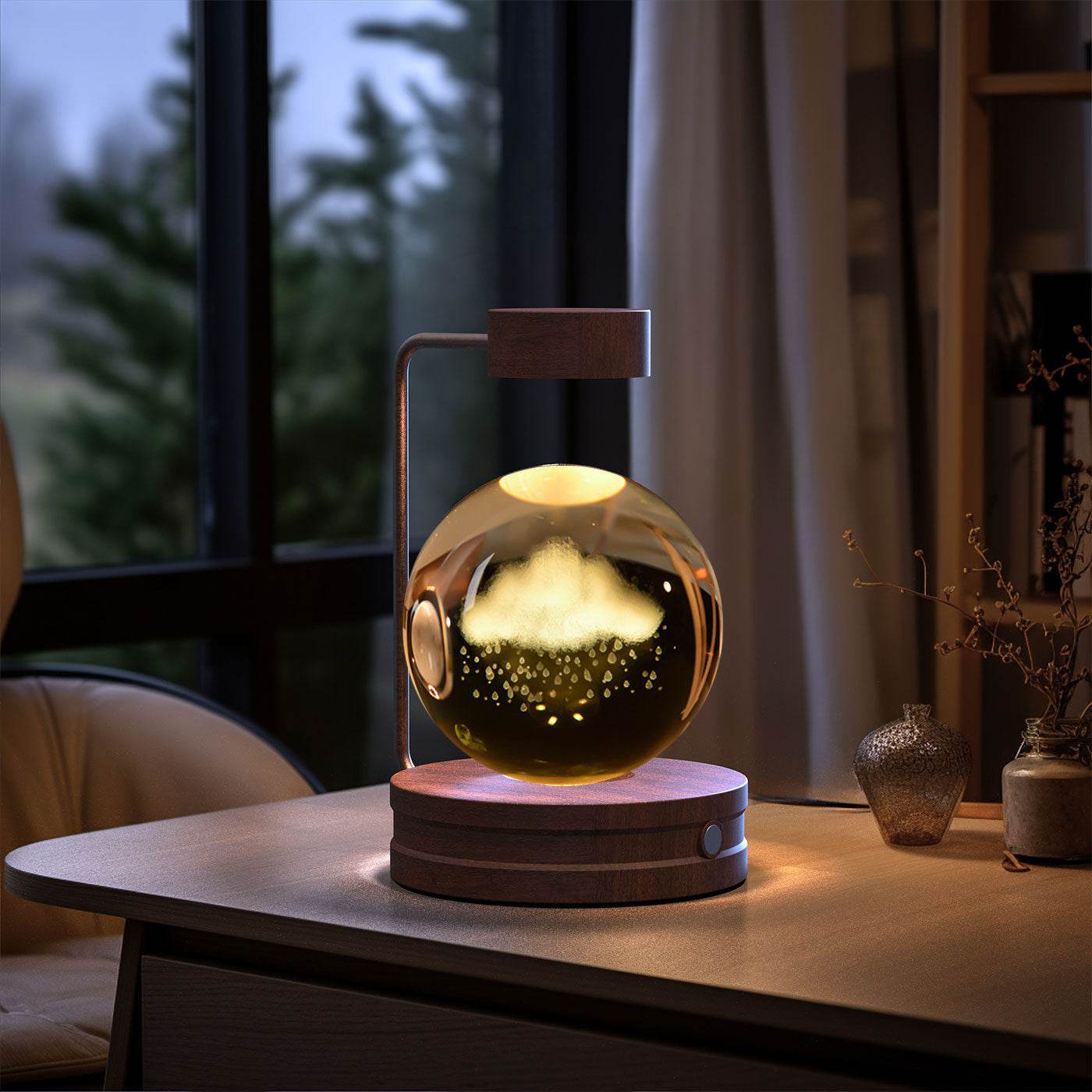 Crystal Ball Cosmic Dinosaur Indoor Night Light USB Power Warm Bedside Light Birthday Gift Night Lamp - Velora