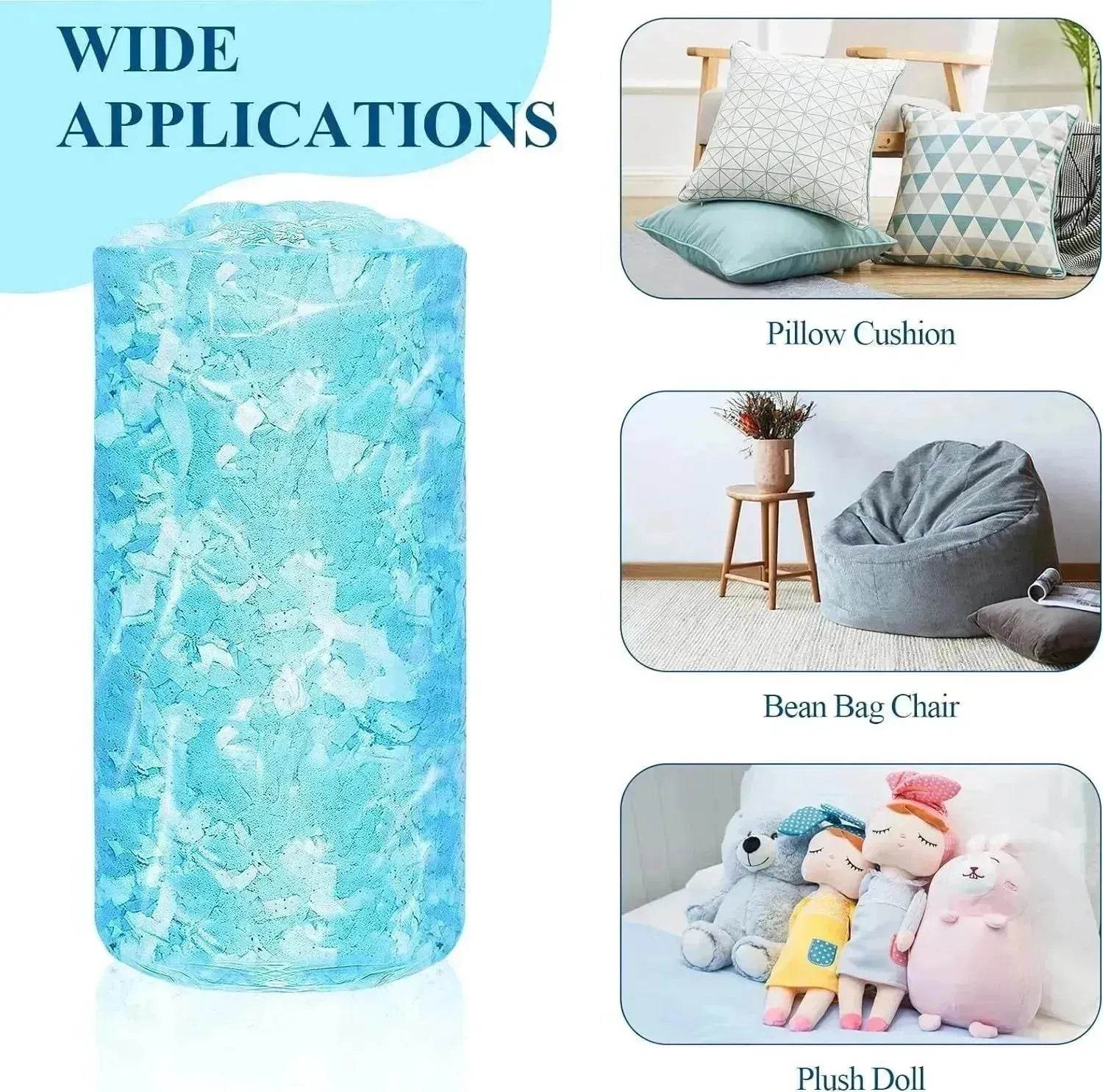5lbs Bean Bag Filler, Shredded Memory Foam Filling For Bean Bag Chair, Dog Beds, Cushions Pillows, Added Gel Particles - Velora