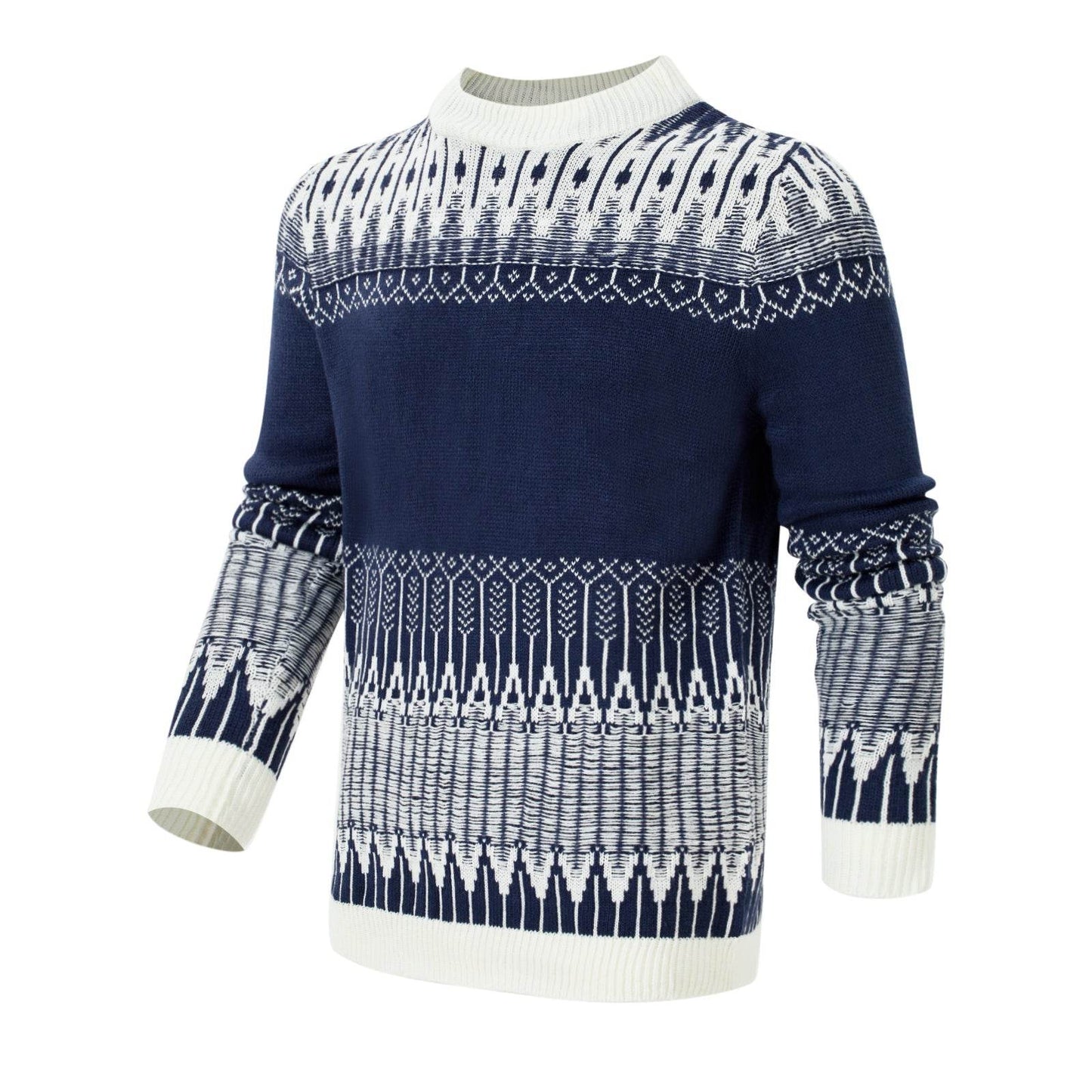 Men's Crewneck Pullover Sweater Unisex Fair Isle Long Sleeve Knitted Sweater - Velora