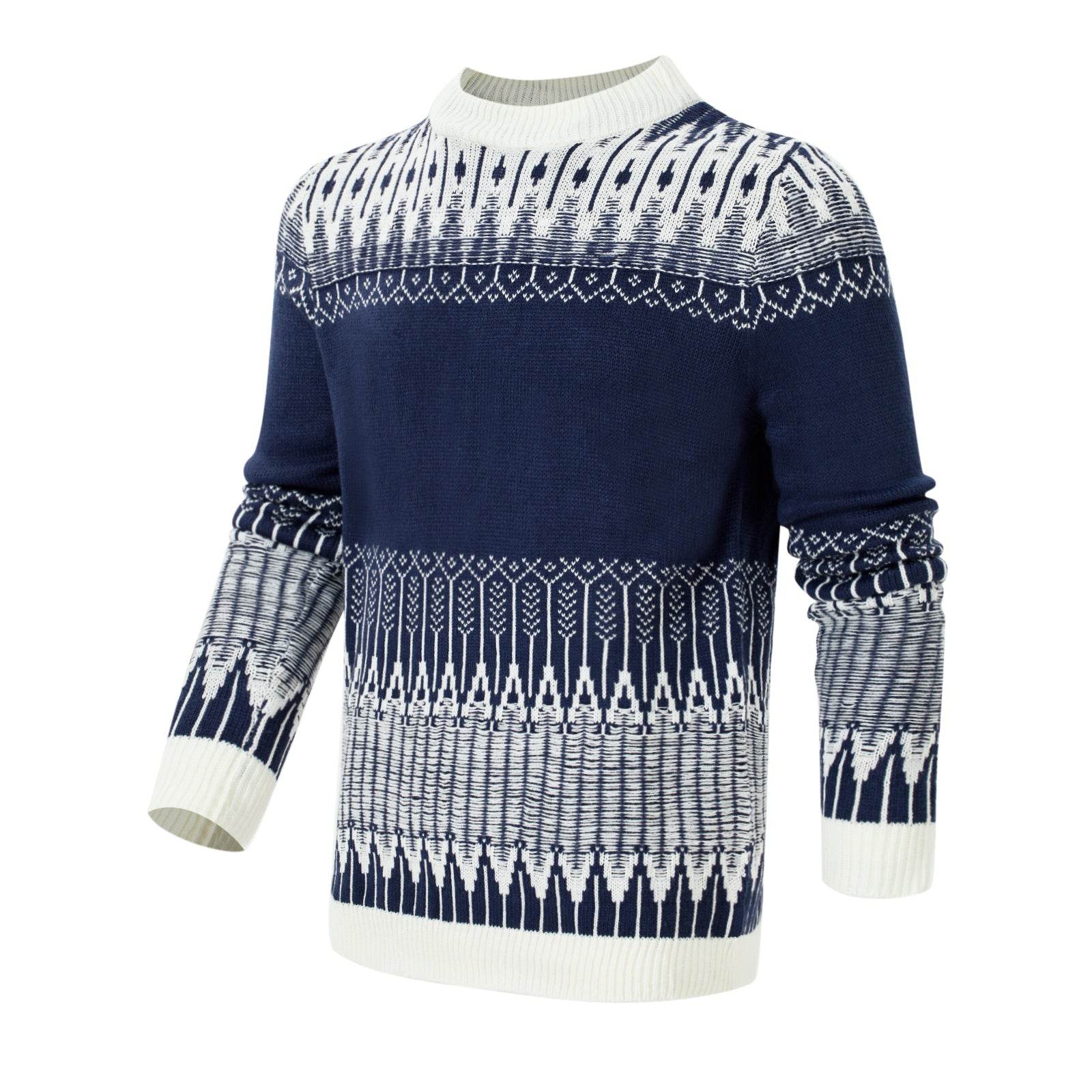 Men's Crewneck Pullover Sweater Unisex Fair Isle Long Sleeve Knitted Sweater - Velora