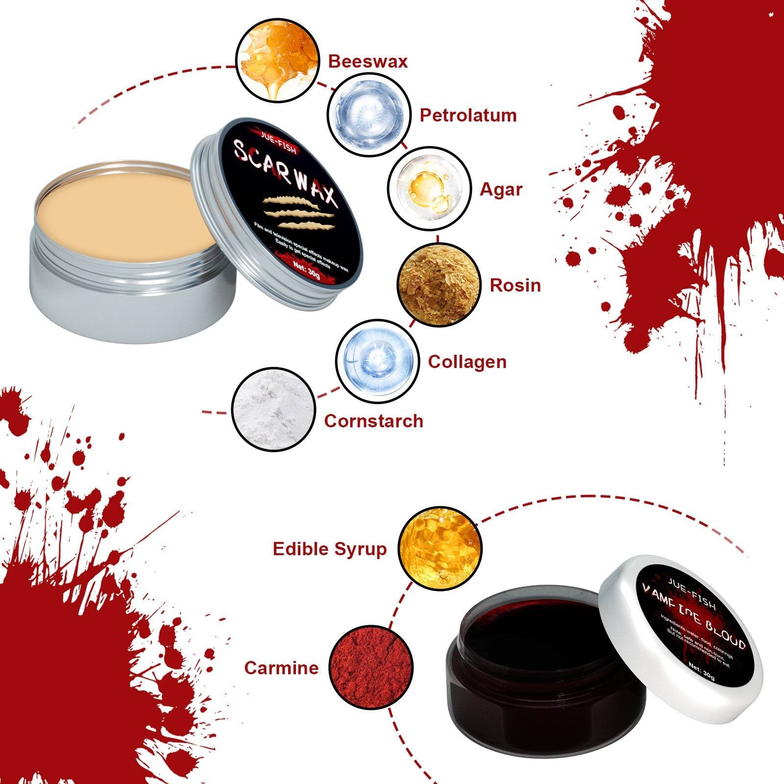 Halloween Makeup Kit, Simulates Plasma Skin Wax-Shaped Scar Water Wound Makeup Halloween Makeup Kit - Velora