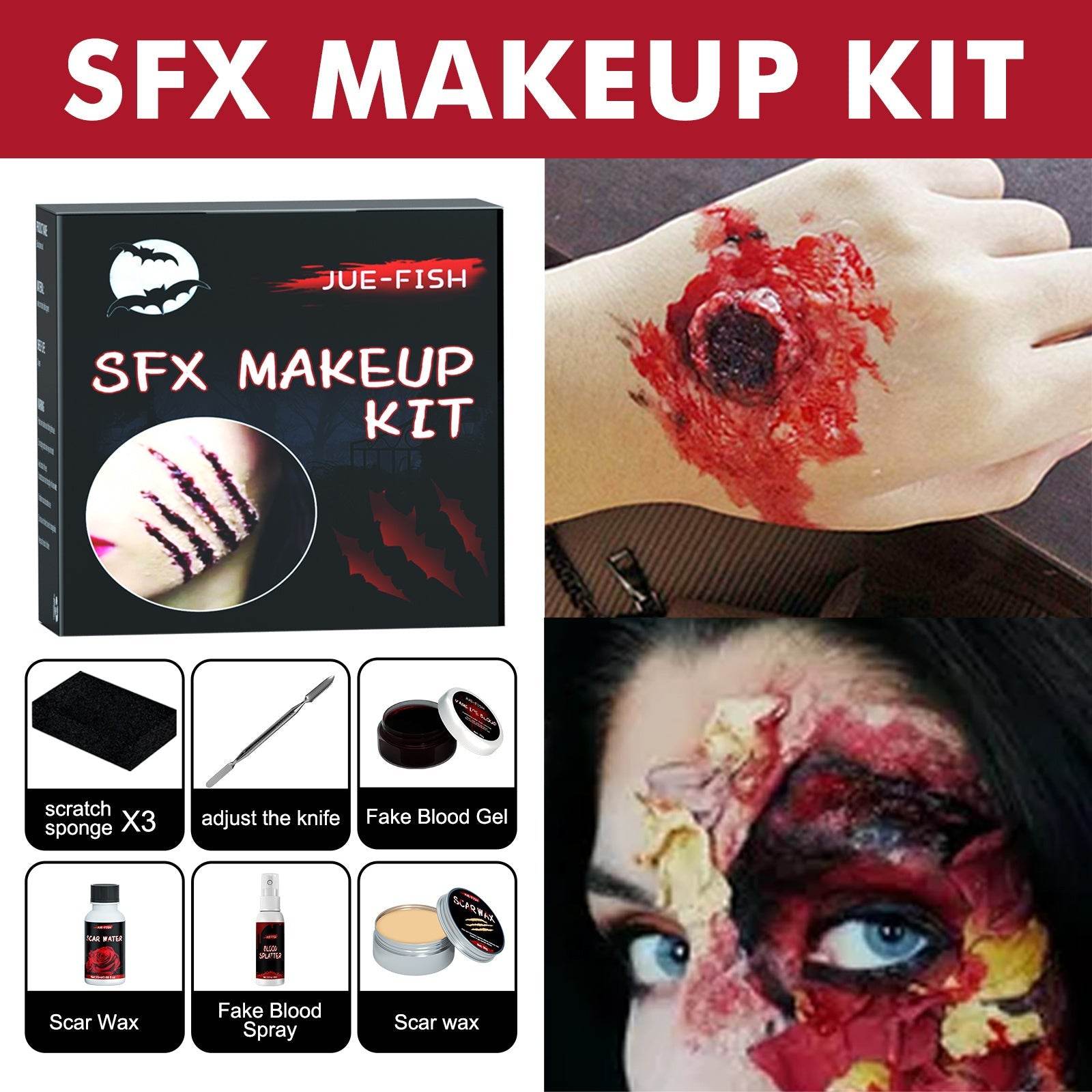 Halloween Makeup Kit, Simulates Plasma Skin Wax-Shaped Scar Water Wound Makeup Halloween Makeup Kit - Velora