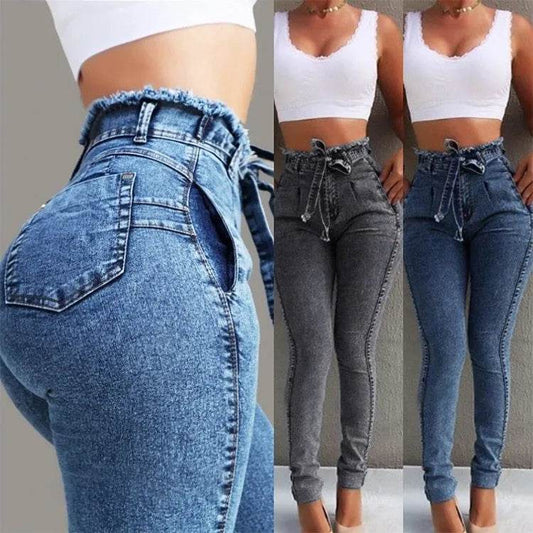 High Waist Fringed jeans Bootcut Pant Women - Velora