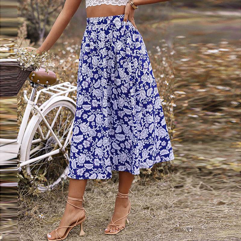 New Spring And Summer High Waist floral Midi Skirt - Velora