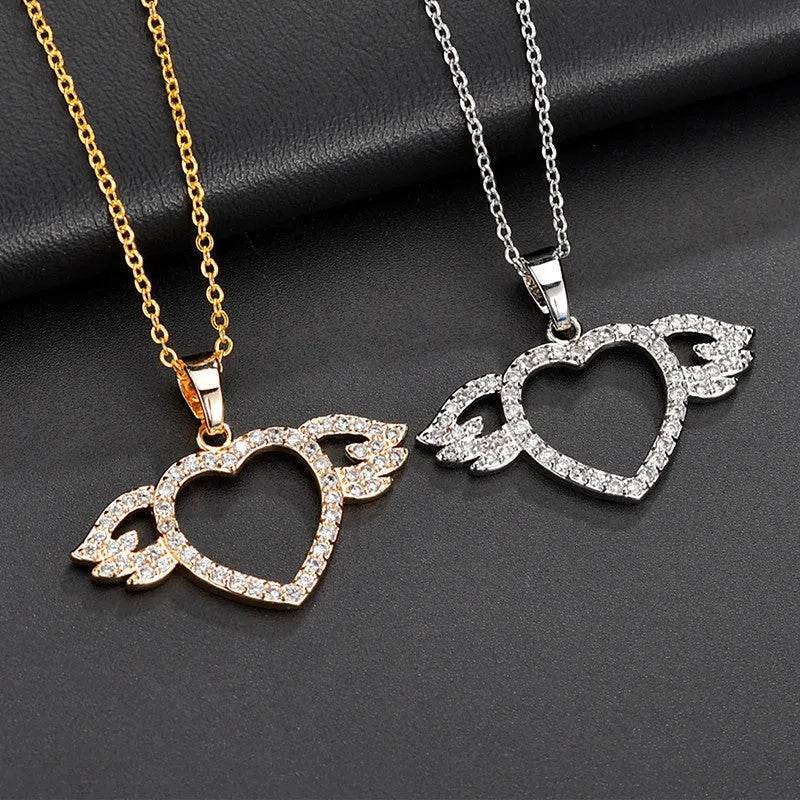 Women Fashion Angel love pendant Necklace Gold Silver - Velora