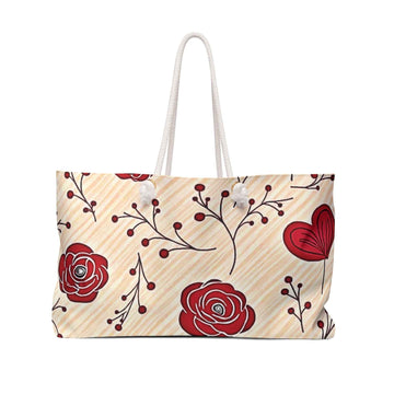 Floral Rose Pattern | Travel Weekender Tote | Heart Design | Busy Mom Carryon | Mother Gifts