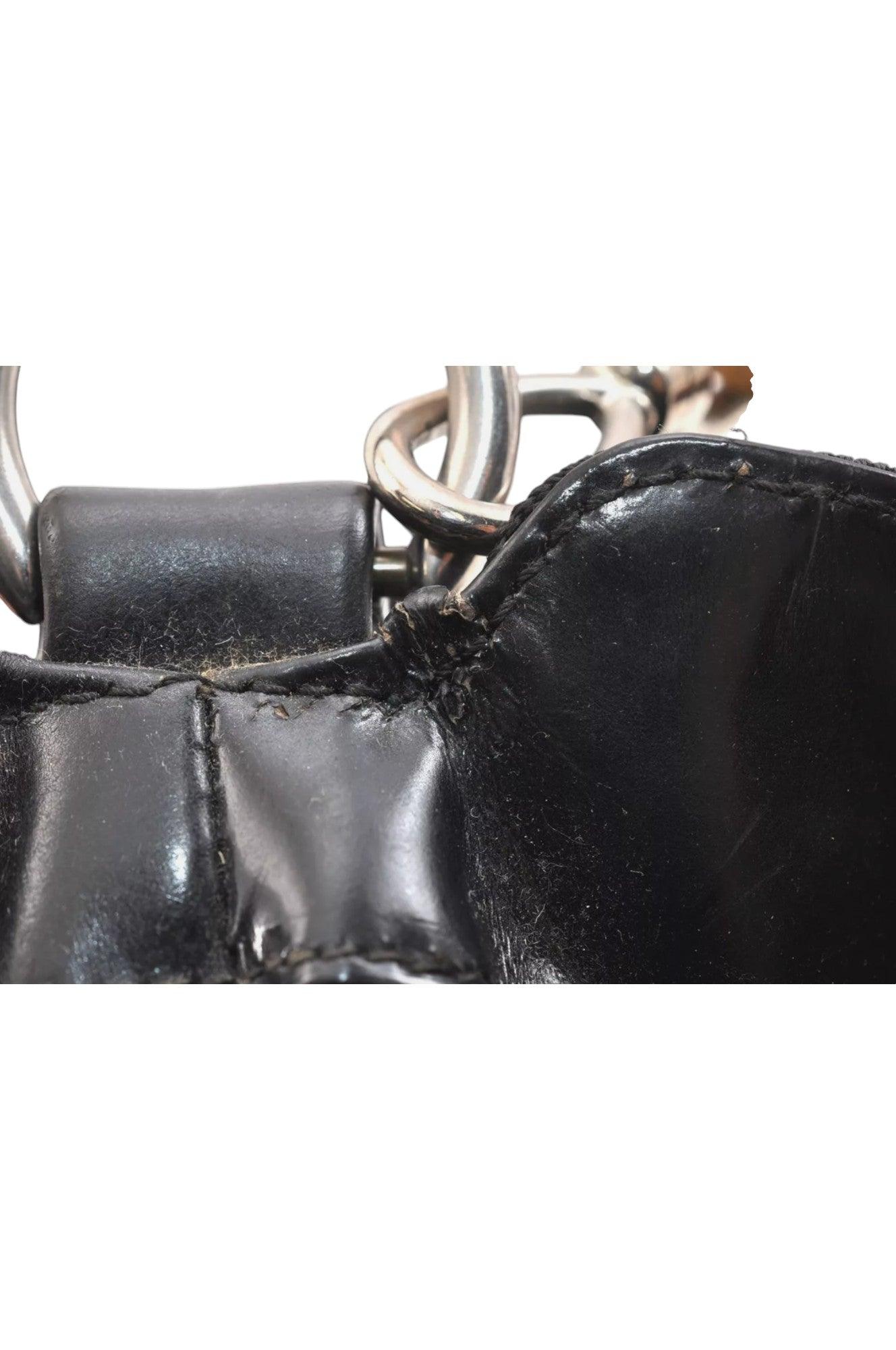 GUCCI Vintage Bamboo Shoulder Tote Bag Nylon Leather Black 7752K - Velora