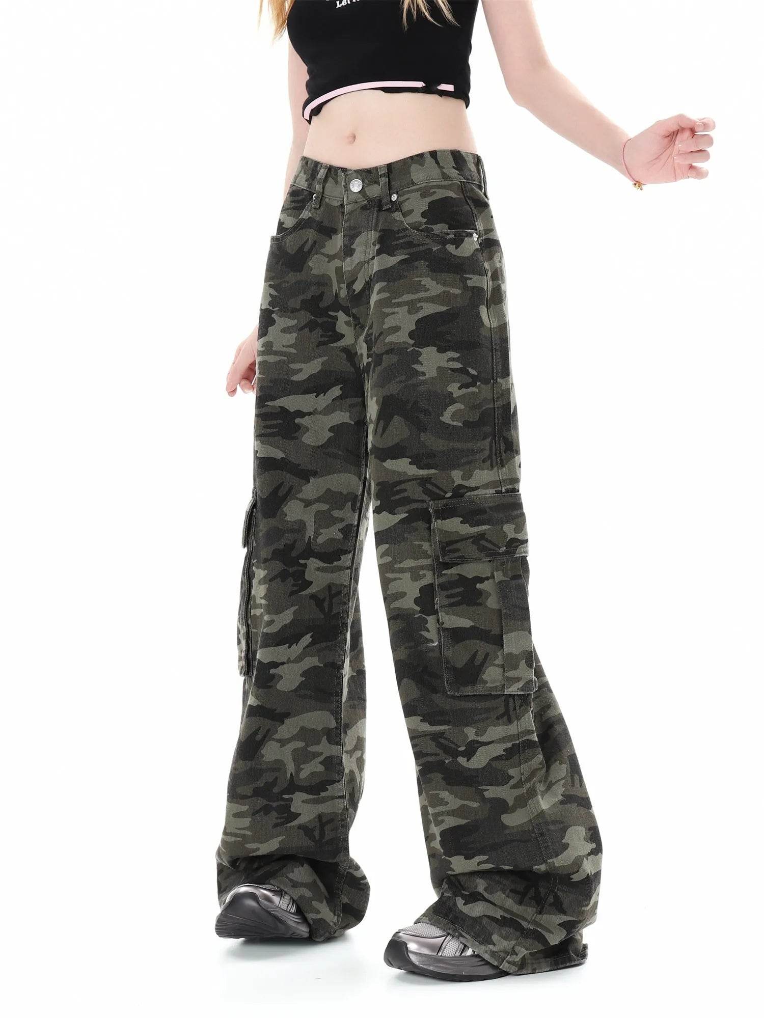 Camouflage Multi Pocket Workwear Baggy Jeans Pant For Men And Women Lazy High Street Straight Tube - Velora