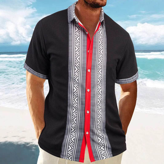Printed Button Short Sleeve Men - Velora