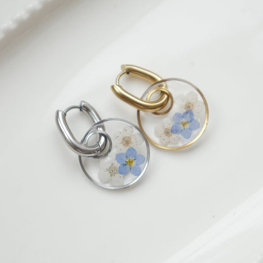 Boucles d'oreilles Thalia myosotis - rond 20mm - Velora