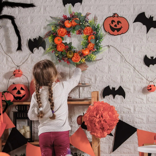 1Pc 17.71IN Autumn Wreath With Pumpkin Mixed Leaves Berries Flowers Fall Decoration For Indoor Outdoor Window Wall Front Door In Halloween Thanks Giving Day EX-STOCK Canada