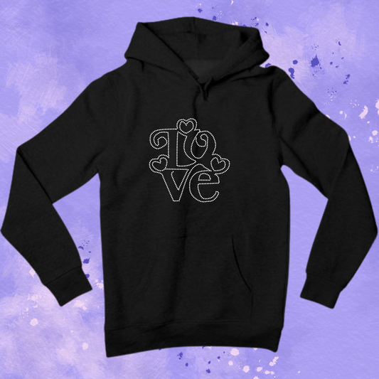 Love Stacked with Hearts Rhinestone Shirt – Valentine Sparkle Bling Tee | Blingdazzel
