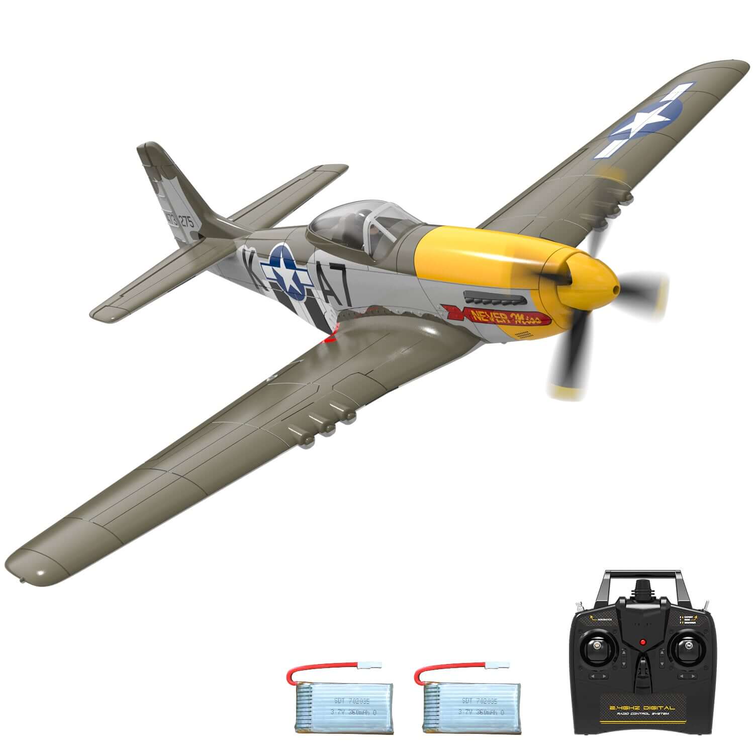 P51D RC Airplane with Mode 1 Transmitter | 4-Channel Brushless & XPilot Stabilizer - Velora Luxury Fashion