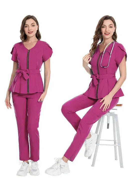 Nurse Lace-up Waist Retraction Surgical Gowns Female Separate Suit Hospital Short Sleeve Brush Hand Clothes Hand Washing Clothes - Velora