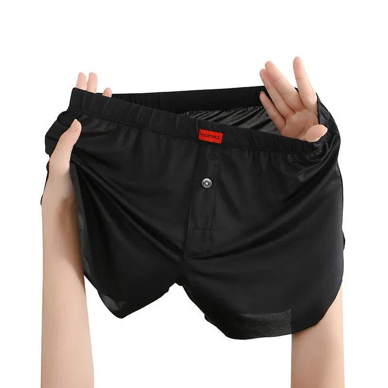 Men's Underwear Solid Color Loose Breathable Ice Silk Boxers - Velora