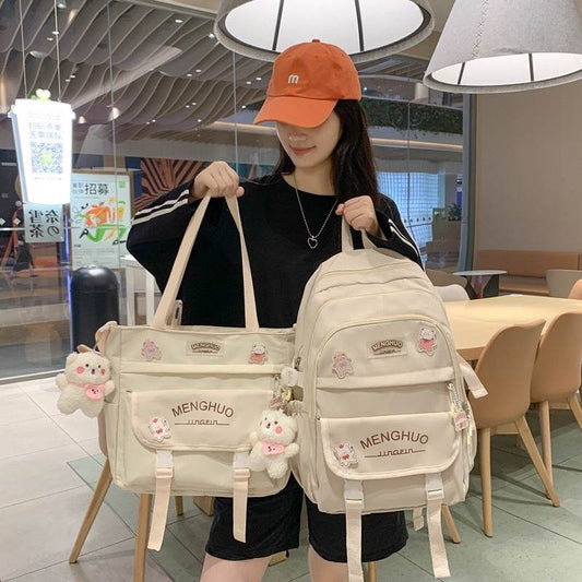 2pcs Large Capacity School College Girls Backpack Shoulder Bag - Velora