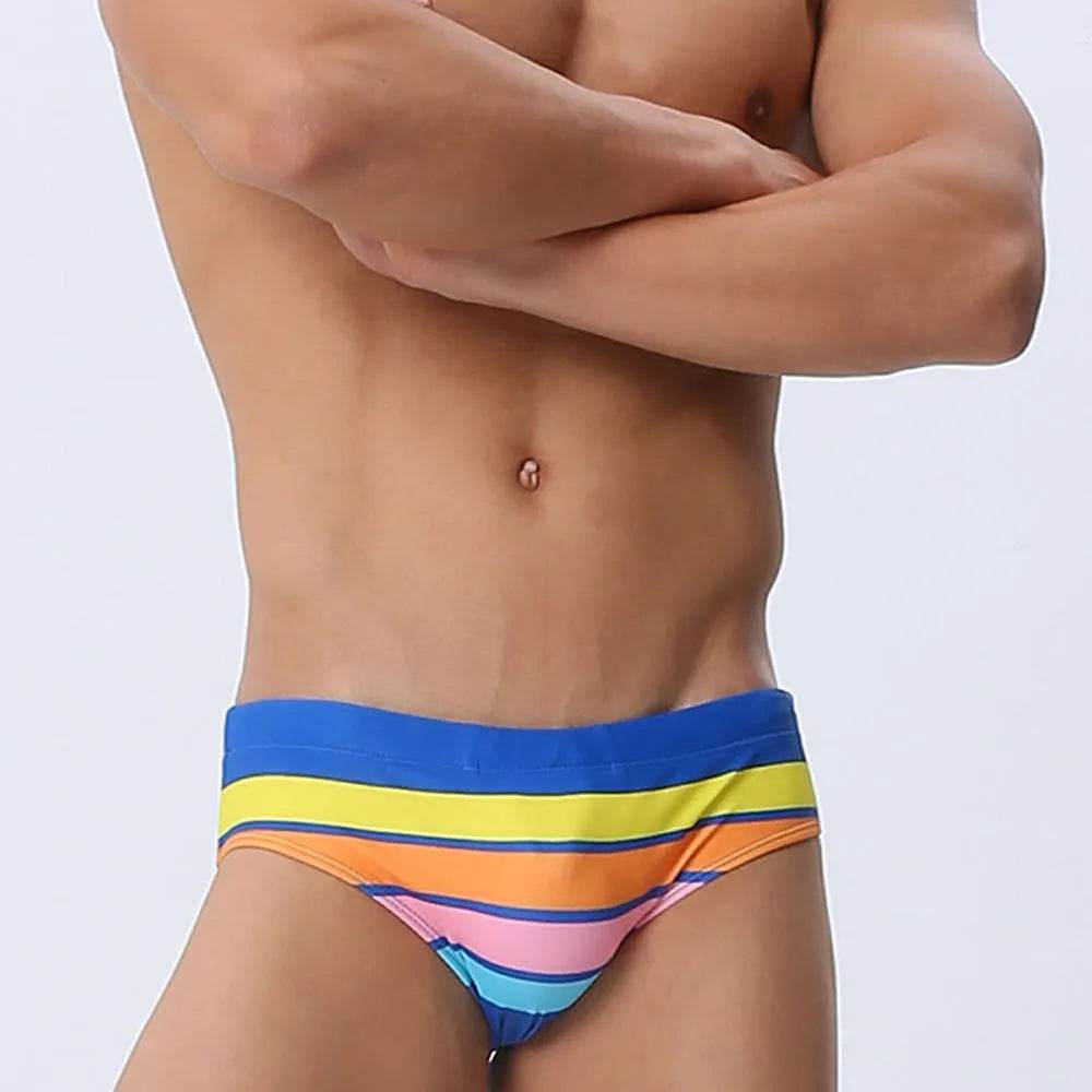 Multi-color Stripe Fashion Trendy Print Holiday Briefs men underwear - Velora