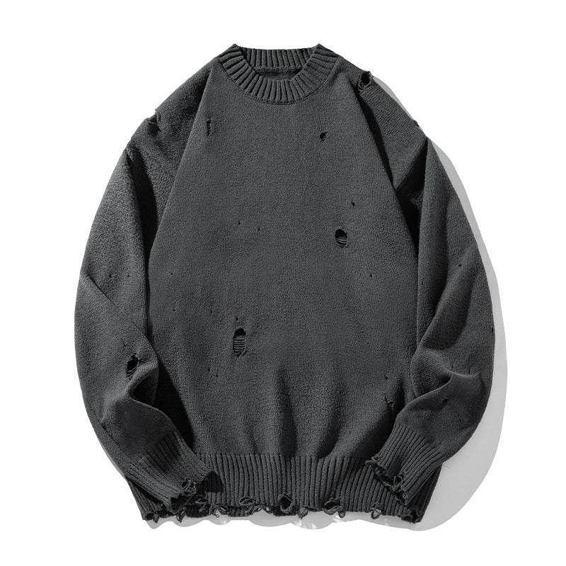 Irregular Hollow-out Ripped Chenille Velvet Sweater - Velora