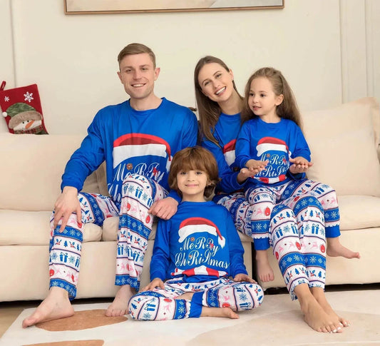 Matching Family Pajamas Sets Christmas PJ's Letter Print Top And Plaid Pants Jammies Sleepwear - Velora