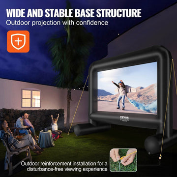 Inflatable Movie Screen, 16 FT Inflatable Projector Screen For Outside With Blower And Carrying Bag, Front Rear Projection, Oxford Fabric Blow Up Screen For Outdoor Parties Backyard Movie Nig