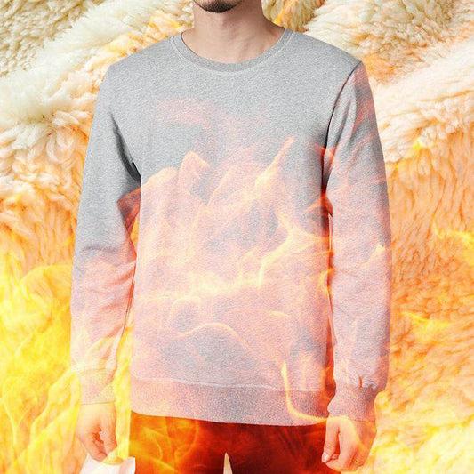 Winter Fleece Sweatshirt Warm Round Neck Pullover Top For Men Solid Color Sweater Boys Teenagers Clothing - Velora