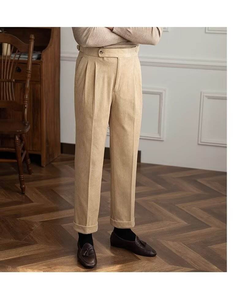 Men Autumn And Winter Corduroy Smooth Ankle-length trouser for work - Velora