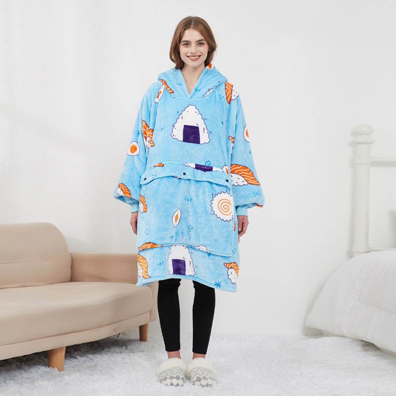 USB Heated Wearable Blanket Oversized Lazy Hoodie With Large Heating Area Back Cozy Warm Sherpa Hoodie Blanket No Battery Pack - Velora